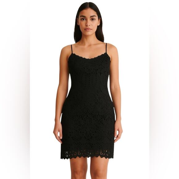 🖤 Chic Black Crochet Lace Boho Mini Dress – Size Small - Picture 1 of 6